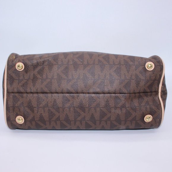 Michael Kors SATCHEL Shoulder Bag Purse Logo Leather Brown Minor Defect - Picture 3 of 11